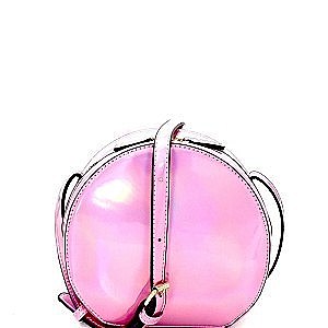 Glitzy Medium Round Metallic Shoulder Bag