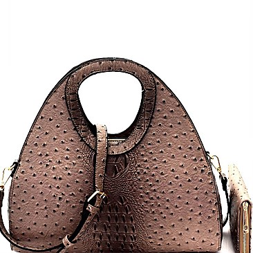 Ostrich Embossed Satchel Wallet SET MH-L0195W