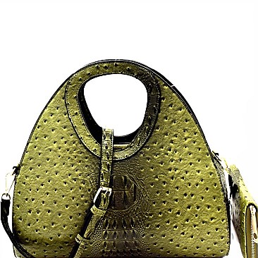 Ostrich Embossed Satchel Wallet SET MH-L0195W