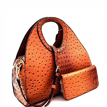Ostrich Embossed Satchel Wallet SET MH-L0195W