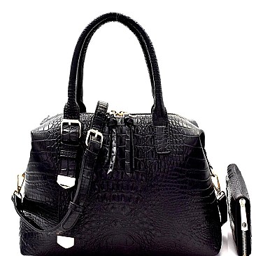 Crocodile Embossed 2-Way Satchel Wallet SET MH-L0197W