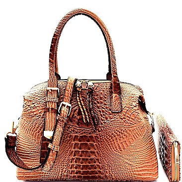 Crocodile Embossed 2-Way Satchel Wallet SET MH-L0197W