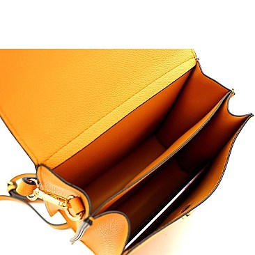 Medium Metal Ring Tassel Accent Flap Satchel Shoulder Bag
