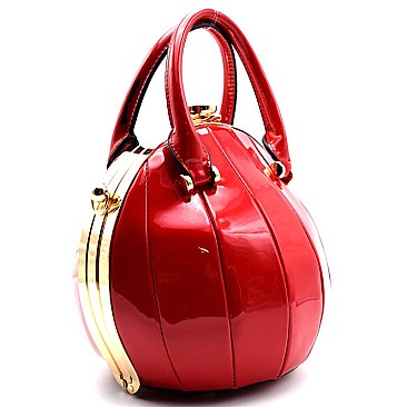 L6308-LP Jewel-top Frame Patent Ball Figure Satchel