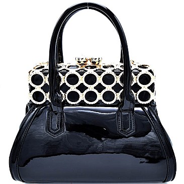 L8748-LP Hardware Accent Patent Kiss-Lock Boutique Satchel