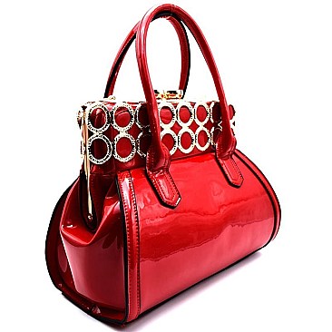 L8748-LP Hardware Accent Patent Kiss-Lock Boutique Satchel