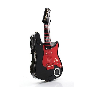 Guitar Shaped Bluetooth Speaker Cross Body - Shoulder Bags With Multimedia Player Radio