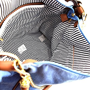 LB085-LP Woven Rope and Chain Decorated Denim Hobo