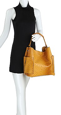 Ostrich Hobo Handbags - 2pcs Set