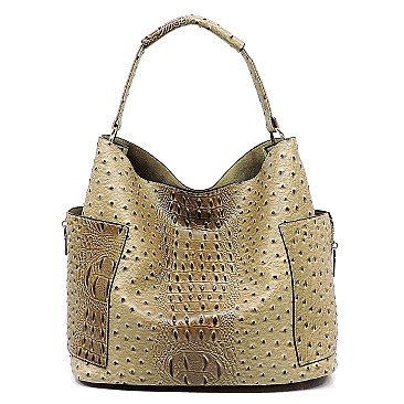 Ostrich Hobo Handbags - 2pcs Set