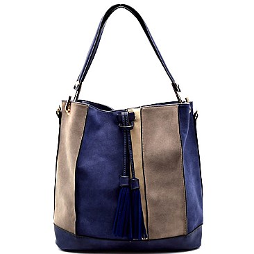 LD074-LP Felt-Suede Colorblock Hobo