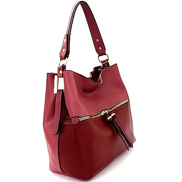 LD113-LP Zipper Pocket Accent Color Block 2-Way Hobo