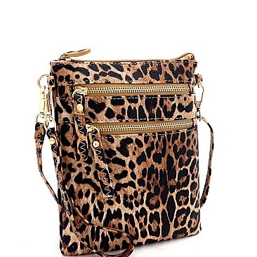 VERSATILE LEOPARD PRINT WRISTLET CROSS BODY