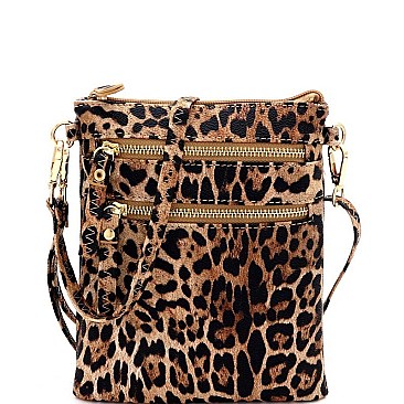 VERSATILE LEOPARD PRINT WRISTLET CROSS BODY