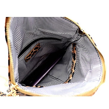 LEOPARD PRINT FLAP CLUTCH SHOULDER