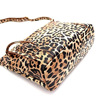 Leopard Print Multi-Compartment Crossbody Messenger