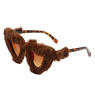 Pack of 12  Heart Shaped Fuzzy Faux Fur Sunglasses