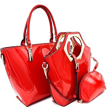 Metal Handle Inner Bag 3 in 1 Patent Tote SET MH-LF114P