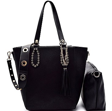 LF121-LP Grommet and Tassel Accent 2 in 1 Tote