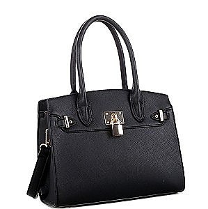 Padlock Accent 2-Way Structured Medium Satchel