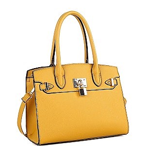 Padlock Accent 2-Way Structured Medium Satchel