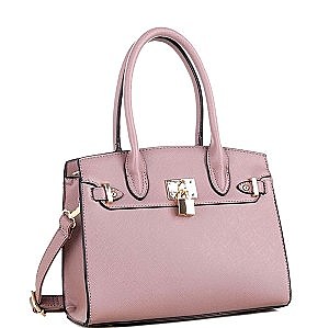 Padlock Accent 2-Way Structured Medium Satchel