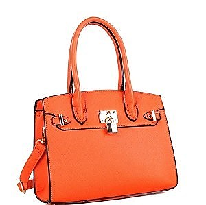 Padlock Accent 2-Way Structured Medium Satchel