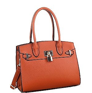 Padlock Accent 2-Way Structured Medium Satchel