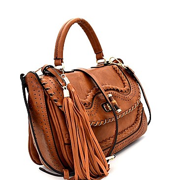 LF133-LP Bomboo Turn-Lock Bohemian Flap Satchel