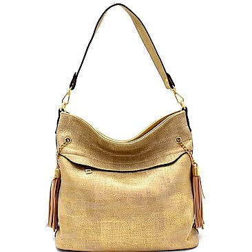 LF137-LP Dual Tassel Accent Textured 2-Way Hobo