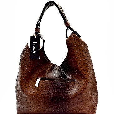 Ostrich Embossed Zipper Accent 3 in 1 Hobo Wallet MH-LF142O