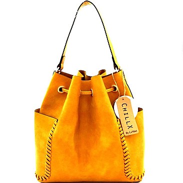 MH-LF166  CHILLX Whipstitched 3 in 1 Drawstring Bucket Hobo SET
