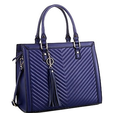 Posh Tassel Accent Chevron Quilted 2-Way Structured Satchel MH-LF4218