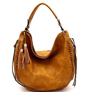 WHIP STITCHED TASSEL ACCENT HOBO