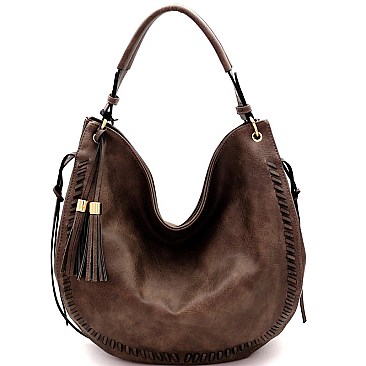 WHIP STITCHED TASSEL ACCENT HOBO