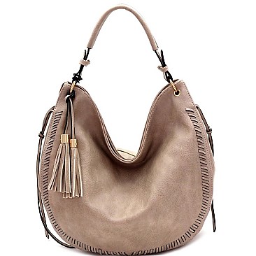 WHIP STITCHED TASSEL ACCENT HOBO