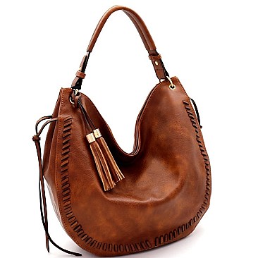 WHIP STITCHED TASSEL ACCENT HOBO