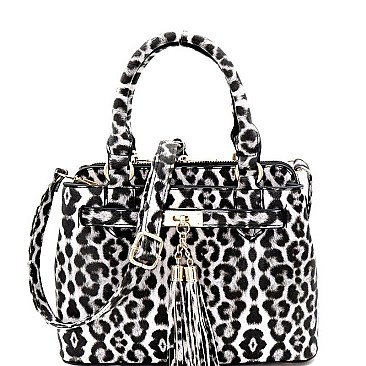 3 COMPARTMENT LEOPARD PRINT SATCHEL