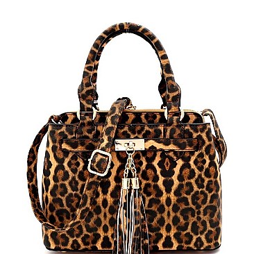 3 COMPARTMENT LEOPARD PRINT SATCHEL
