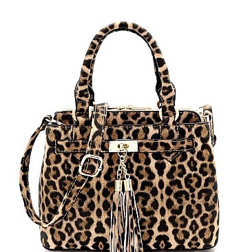 3 COMPARTMENT LEOPARD PRINT SATCHEL