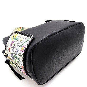 3 in 1 Flower Butterfly Print Whipstitched Hobo Wallet SET