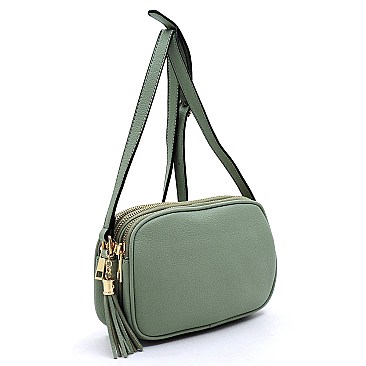 Multi Compartment Tassel Crossbody Bag