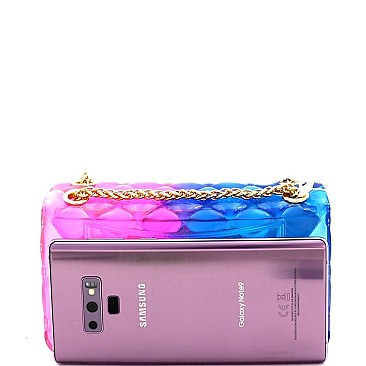 Small Gradated Multi-colored Jelly Flap 2-Way Shoulder Bag