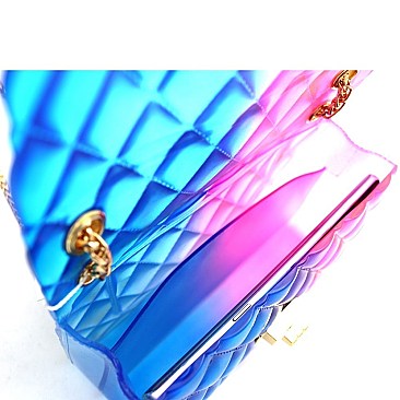 Small Gradated Multi-colored Jelly Flap 2-Way Shoulder Bag
