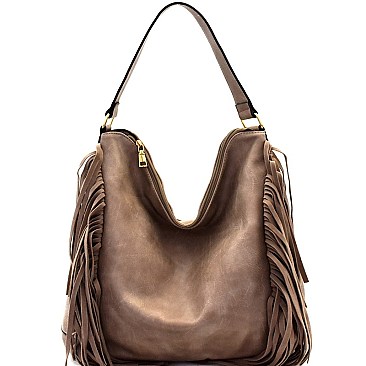 Fringed Side Perforated Single Strap Hobo MH-LH087