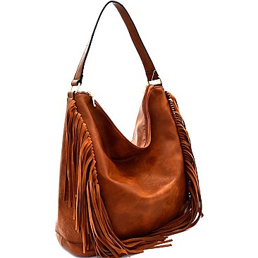 Fringed Side Perforated Single Strap Hobo MH-LH087