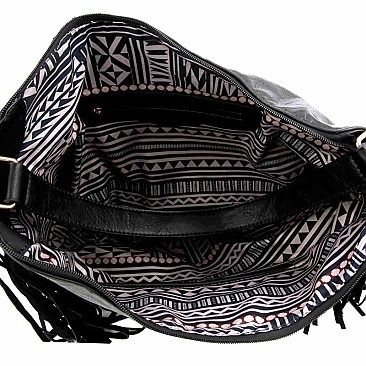 Fringed Side Perforated Single Strap Hobo MH-LH087
