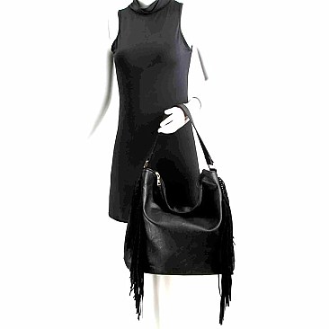 Fringed Side Perforated Single Strap Hobo MH-LH087