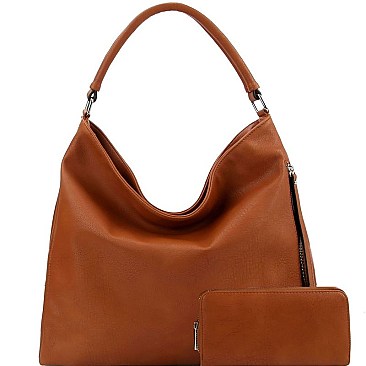 Stylish Side Zipper Pocket 2-Way Hobo Wallet SET MH-LH0951W