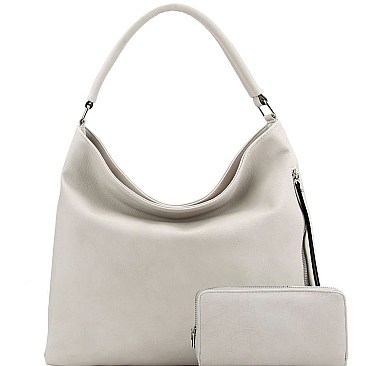 Stylish Side Zipper Pocket 2-Way Hobo Wallet SET MH-LH0951W